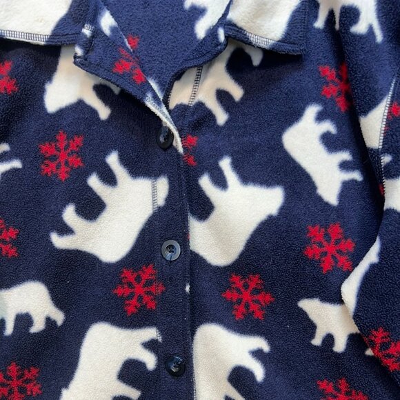 Cabin Creek Womens Fleece Jacket Size XL Blue Polar Bear Holiday Button Up Cozy - Picture 6 of 12